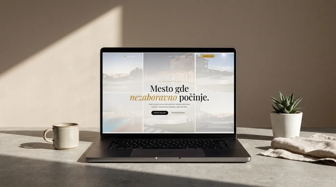 The Altura event venue website on a laptop