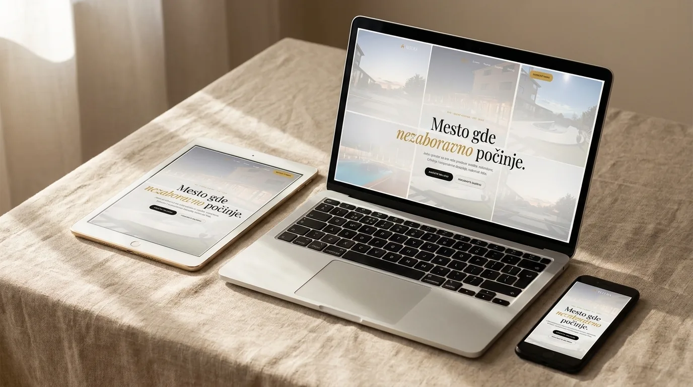 Sajt Altura event centra na laptopu, tabletu i telefonu