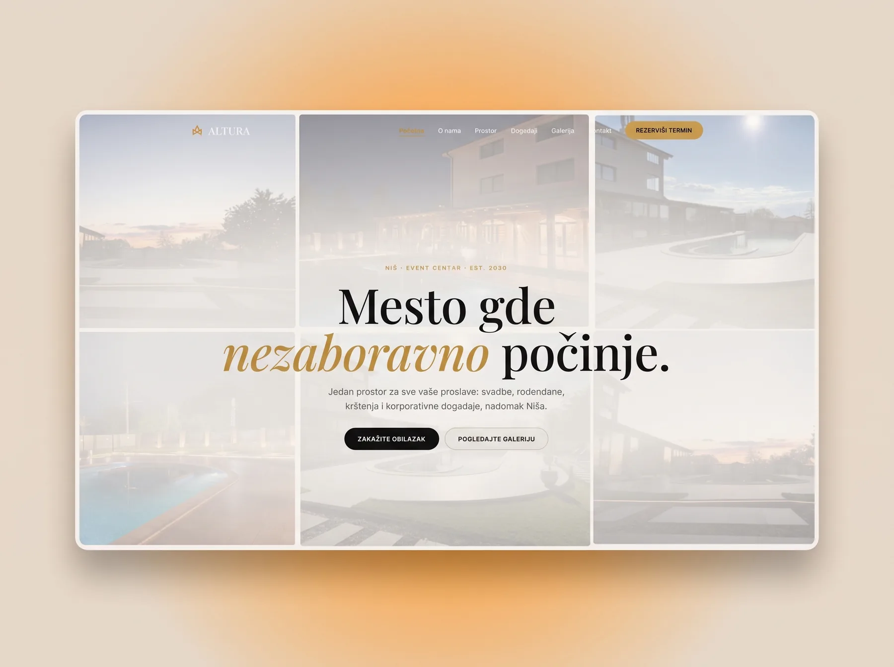 Naslovna strana sajta Altura event centra