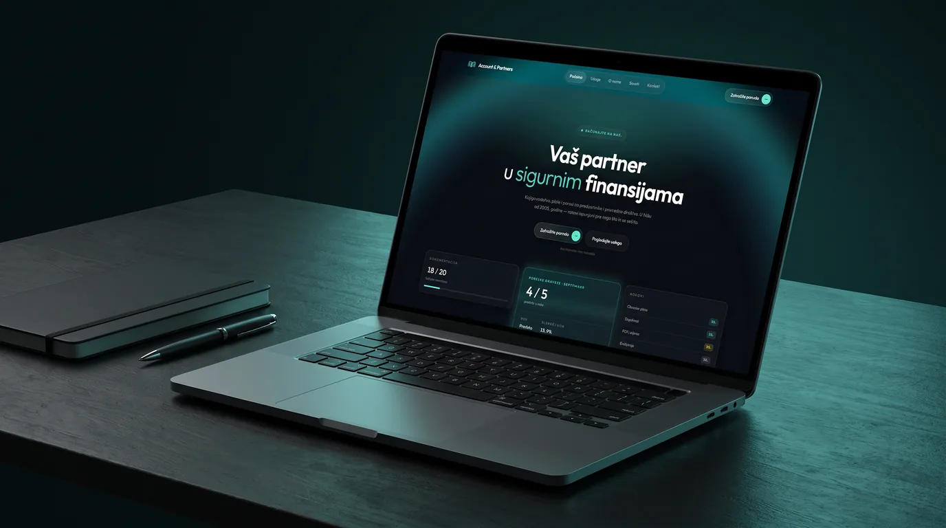 The Account & Partners website on a laptop