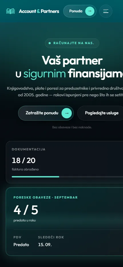 Mobilna verzija sajta Account & Partners